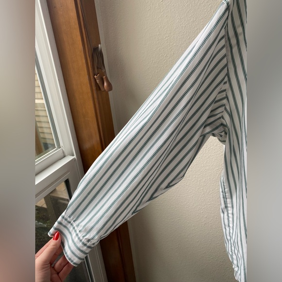 VTG Jantzen Women Green/White Striped Button Up (Size: XXL) - Picture 6 of 13